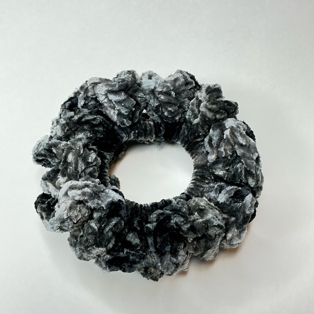 Crochet Crushed Velvet Scrunchie Set of 3 Oversized Hair Tie Plush Handmade - Picture 10 of 16